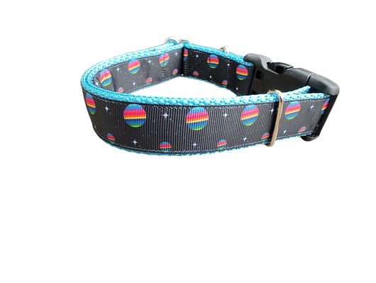 Coleira de Nylon para Cachorro Rainbow Planets