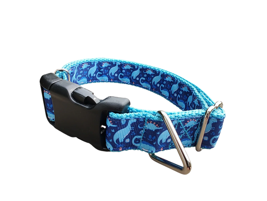 Coleira de Nylon para Cachorro Dinossauro Azul