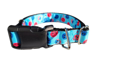 Collar de perro de nylon con caritas sonrientes patrióticas