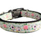 Flowers on Mint Stripes Nylon Dog Collar