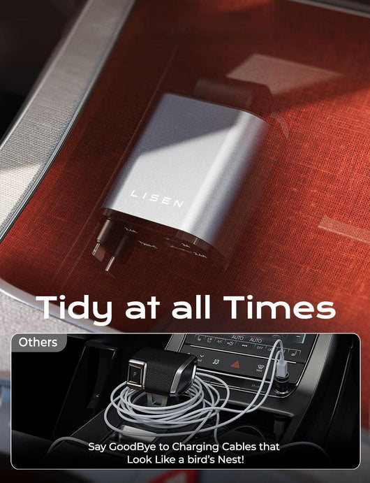 Cargador retráctil lisen para automóvil: carga rápida de 69w para iphone y samsung - Tekeno