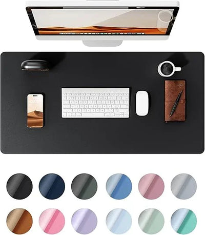 Protector de escritorio YSAGi de cuero sintético – Alfombrilla grande antideslizante, resistente al agua, para oficina y hogar (negro, 60 x 35 cm) - Tekeno