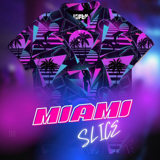 Miami Slice | Camisa Polo de Golfe Retrô/Vaporwave Masculina