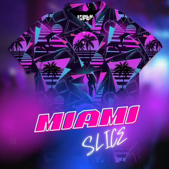 Miami Slice | Camisa Polo de Golfe Retrô/Vaporwave Masculina