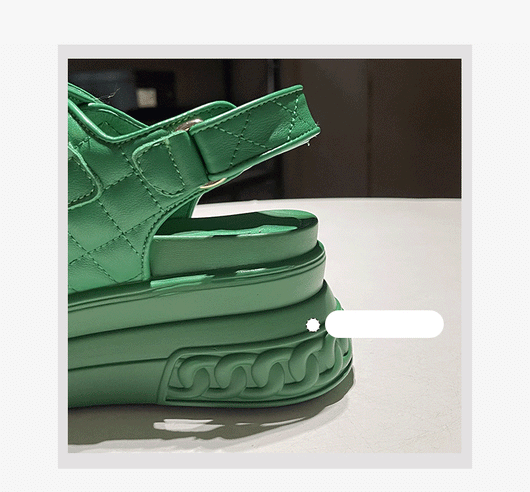 Sandalias Deportivas de Cuero Mujer Verde Plataforma Ligera - Image 13
