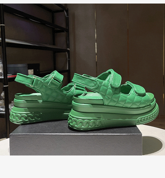 Sandalias Deportivas de Cuero Mujer Verde Plataforma Ligera - Image 21