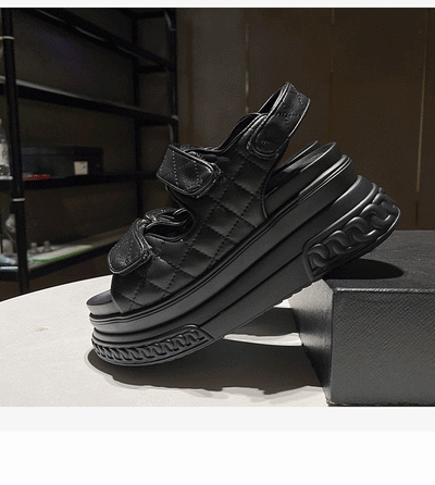 Sandalias Deportivas de Cuero Mujer Verde Plataforma Ligera - Image 24