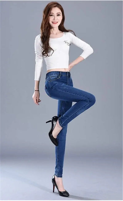 Jeans de Cintura Alta Elástica Ajuste Slim para Mujer - Image 14