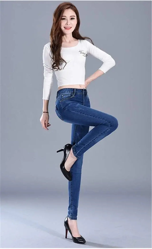 Jeans de Cintura Alta Elástica Ajuste Slim para Mujer - Image 14