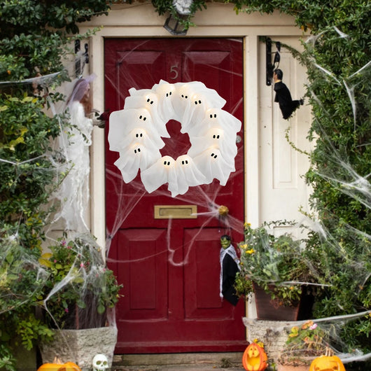 Corona Decorativa de Fantasma para Halloween con Luces LED - Decoración para Puerta y Pared - Image 18