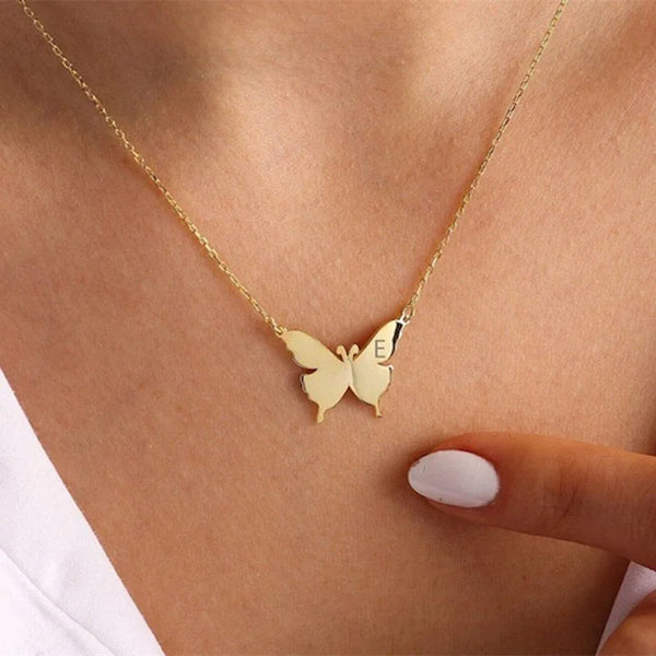 Butterfly Initial Letter Necklace - Tekeno
