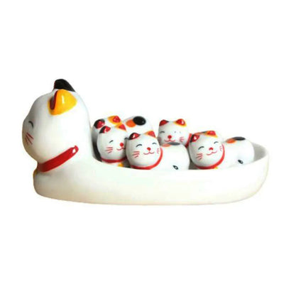 Soporte Decorativo de Cerámica para Palillos Chinos - Diseño Gato de la Fortuna - Image 10