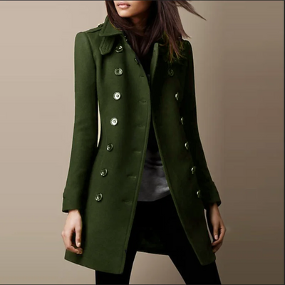Abrigo de Lana Doble Botonadura para Mujer - Elegante Sobretodo Suelto para Otoño e Invierno - Image 18