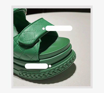 Sandalias Deportivas de Cuero Mujer Verde Plataforma Ligera - Image 10