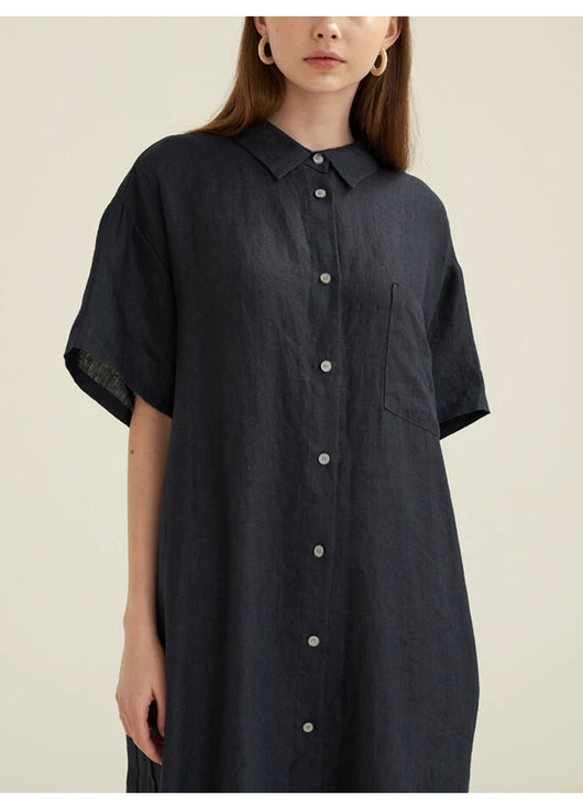 Vestido Camisero Manga Corta Cuello Clásico - Image 38