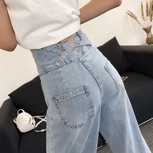 Pantalones Anchos de Cintura Alta con Detalle de Incrustación - Image 8