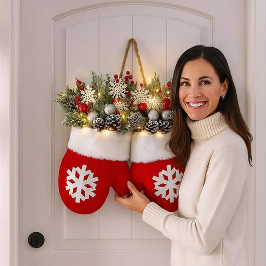 Guirnalda Navideña con Forma de Guante y Flores Simuladas para Puerta y Ventana - Image 13