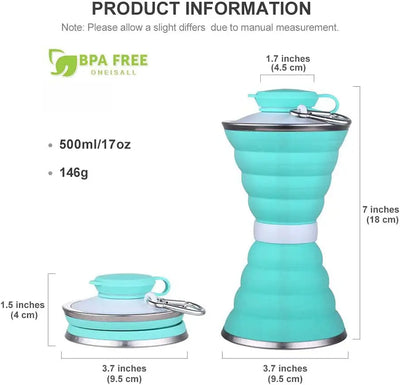 Botella de Agua Plegable de Silicona 500ML - Hermética, Portátil y Reutilizable - Image 23