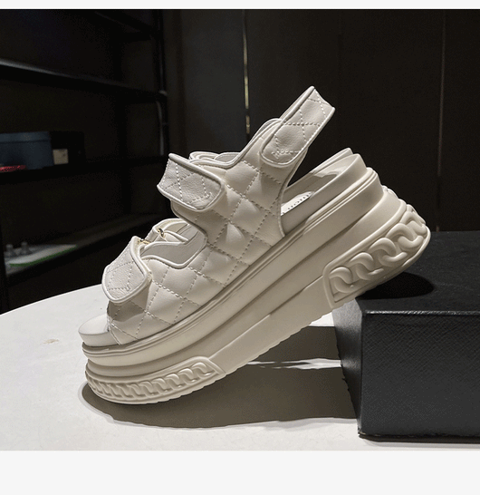 Sandalias Deportivas de Cuero Mujer Verde Plataforma Ligera - Image 18