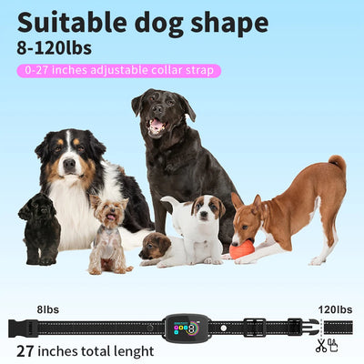 Smart automatic anti-barking dog collar with digital display, portable pet water bottle with food compartment, and a rectangular pet bed. - Image 24