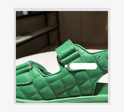 Sandalias Deportivas de Cuero Mujer Verde Plataforma Ligera - Image 11