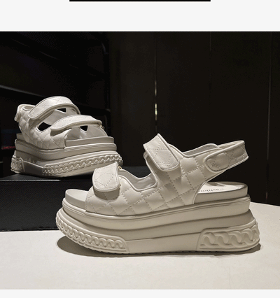 Sandalias Deportivas de Cuero Mujer Verde Plataforma Ligera - Image 16