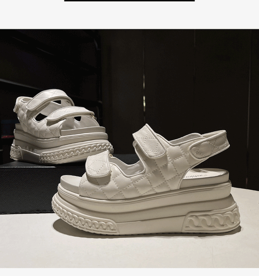 Sandalias Deportivas de Cuero Mujer Verde Plataforma Ligera - Image 16