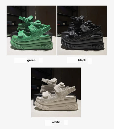 Sandalias Deportivas de Cuero Mujer Verde Plataforma Ligera - Image 9