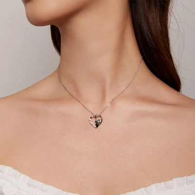 Baby Panda Crystal Heart Sterling Silver Necklace - Tekeno