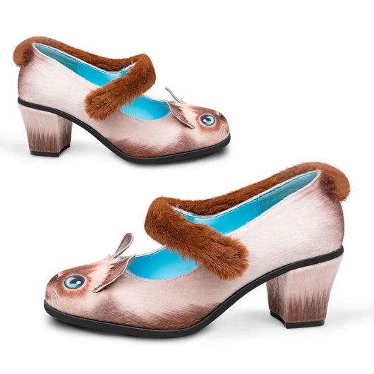Chocolaticas® Mid Heels Siamese Cat Women's Mary Jane Pump - Tekeno