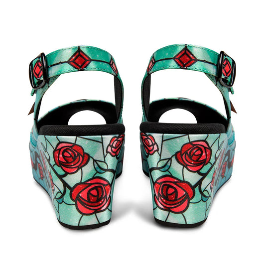 Pink Satin Wedge Sandals - Vintage Gothic Style