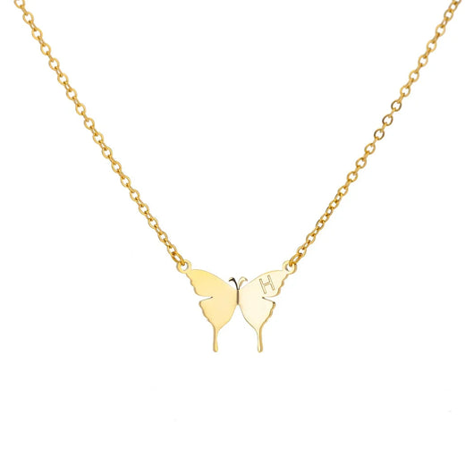 Butterfly Initial Letter Necklace - Tekeno