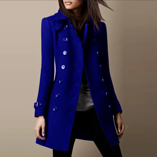 Abrigo de Lana Doble Botonadura para Mujer - Elegante Sobretodo Suelto para Otoño e Invierno - Image 20