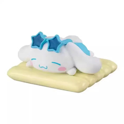 Sanrio Summer Swimsuit Character Style Capsule Toys Black Skin Kitty Desktop Ornament Kuromi Cinnamoroll Birthday Present - Tekeno