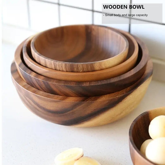 Tazón de Madera Natural para Frutas y Ensaladas - Recipiente Versátil para Hogar y Restaurante - Image 20