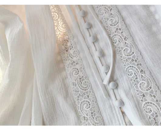 Blusa Blanca de Manga Larga Estilo Francés para Mujer - Image 16