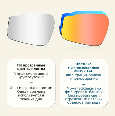 Gafas de Ciclismo Polarizadas con Cambio de Color Protección Contra Viento y Arena - Image 12
