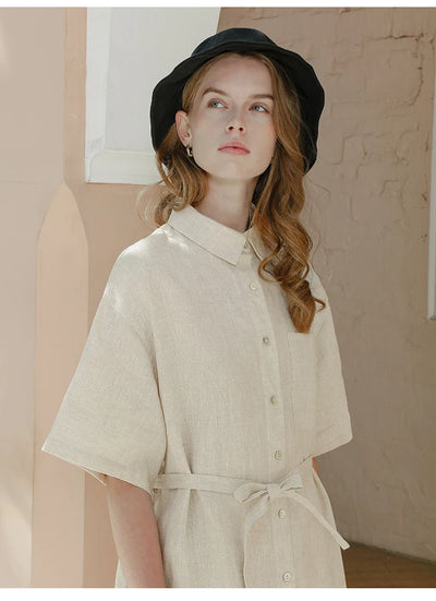 Vestido Camisero Manga Corta Cuello Clásico - Image 10