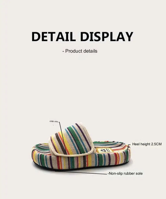 Sandalias de Suela Gruesa para Mujer - Diseño Arcoíris en Lona, Estilo Casual Verano - Image 12