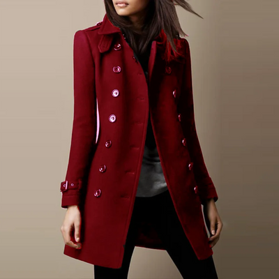 Abrigo de Lana Doble Botonadura para Mujer - Elegante Sobretodo Suelto para Otoño e Invierno - Image 15