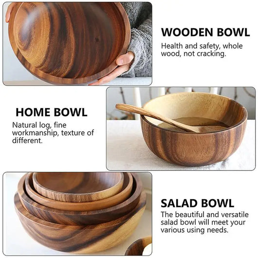 Tazón de Madera Natural para Frutas y Ensaladas - Recipiente Versátil para Hogar y Restaurante - Image 22