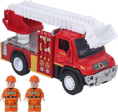 Set of 3 5.5" Fire Trucks + 6 Die-Cast Metal Figures