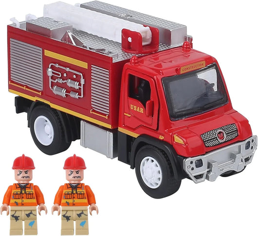 Set 3 Camiones de Bomberos 5.5" + 6 Figuras Metal Fundido - Tekeno