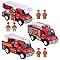 Set 3 Camiones de Bomberos 5.5" + 6 Figuras Metal Fundido - Tekeno