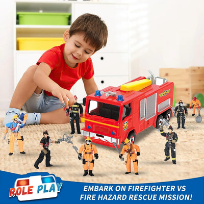 Set 8 Figuras de Acción Bomberos: Con Accesorios y Articuladas - Tekeno