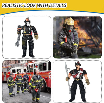 Set 8 Figuras de Acción Bomberos: Con Accesorios y Articuladas - Tekeno