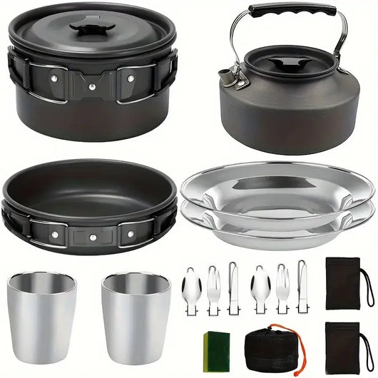 Set de Utensilios de Cocina para Camping Odoland de 15 Piezas: Tu Compañero Culinario en la Naturaleza - Tekeno
