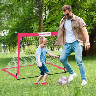 VAVOSPORT - Set de Porterías de Fútbol Portátiles 4'x3' para Niños | Incluye Balón, Bomba y Conos | Entrenamiento en Casa y Jardín - Tekeno