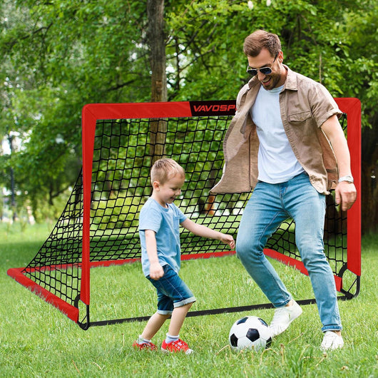 VAVOSPORT - Set de Porterías de Fútbol Portátiles 4'x3' para Niños | Incluye Balón, Bomba y Conos | Entrenamiento en Casa y Jardín - Tekeno