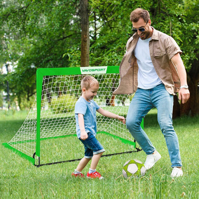 VAVOSPORT - Set de Porterías de Fútbol Portátiles 4'x3' para Niños | Incluye Balón, Bomba y Conos | Entrenamiento en Casa y Jardín - Tekeno